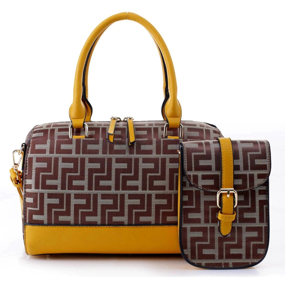 Yellow Color Boston bag and cross-body